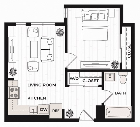 One Bedroom D Floor Plan